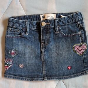 GAP Blue Denim Skirt with Heart Details